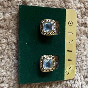 NWT Janku Aquamarine Cz Earrings